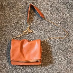 Faux leather cognac crossbody